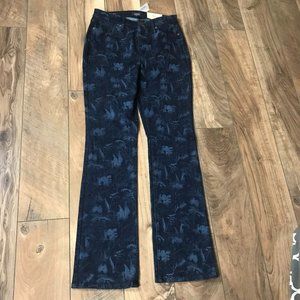 NYDJ Slim Bootcut Jeans Flower Print DARK Blue Size 6